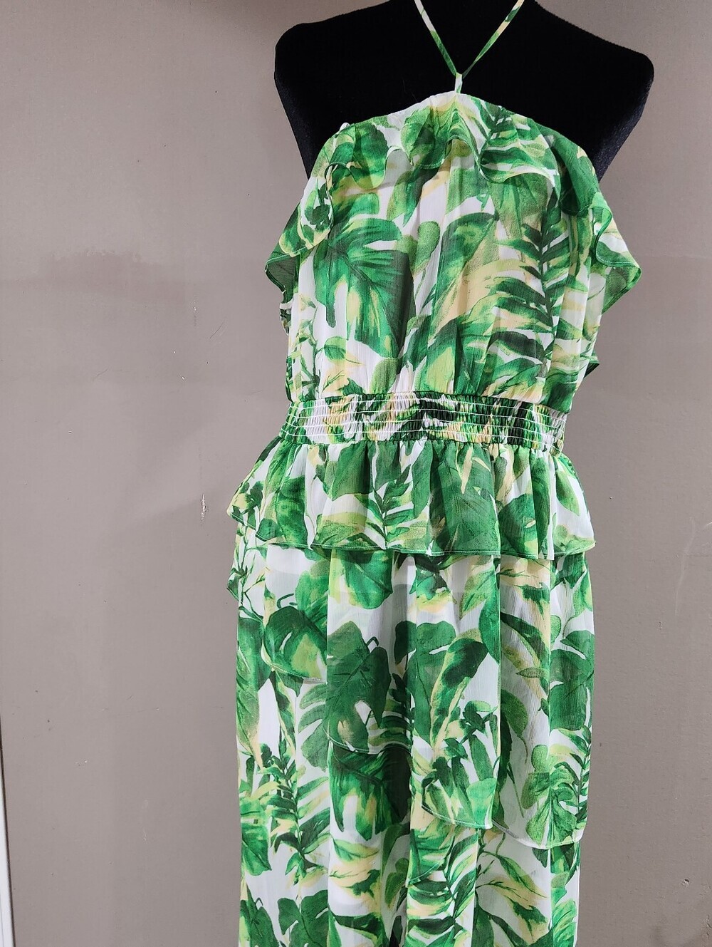 NWT Maxi Dress green white leaves sz XXL